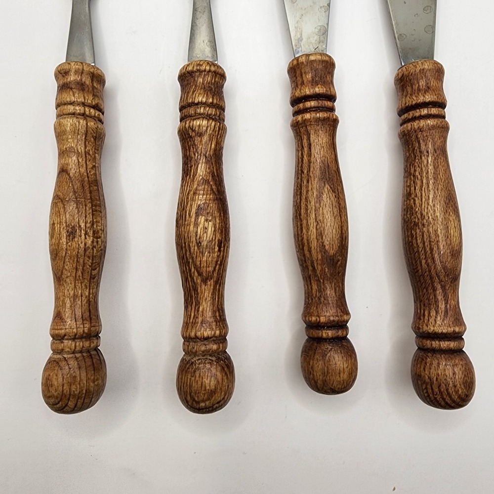 Vintage Old Homestead Stainless Steel Wood Handle Forks & Butter Knives Set of 4 - Picture 2 of 5